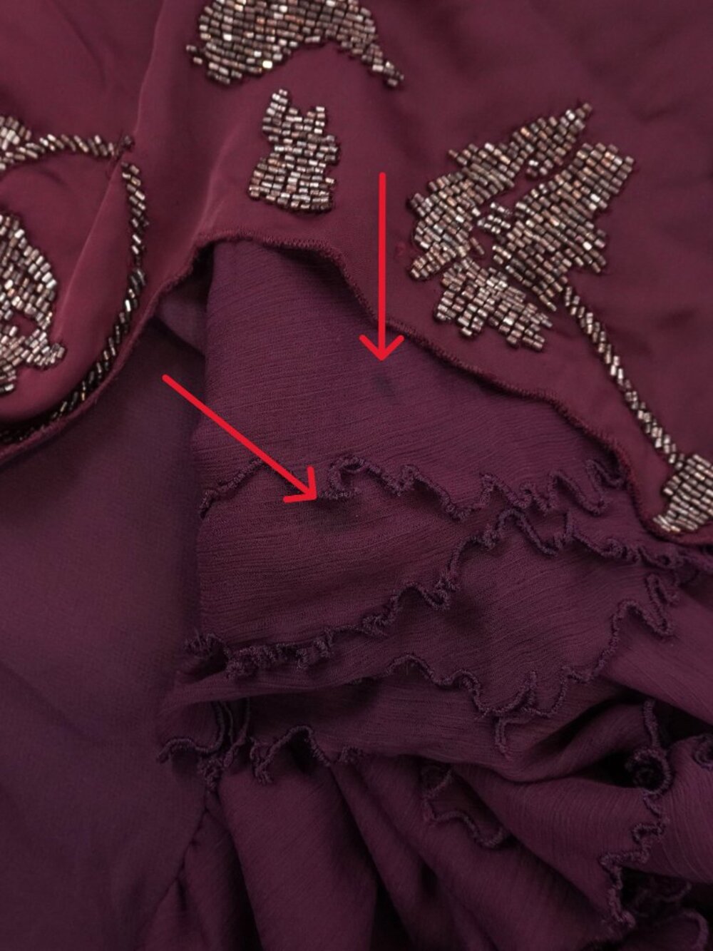 House Of CB Anastelle Hand Beaded Satin Maxi Dress In Plum - Women's Size XS - Picture 13 of 13